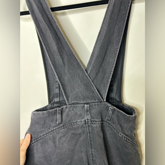 ZARA MEDIUM Button Snap Up Faded Black Denim Pinafore Jumper Overall Dress - Picture 11 of 11